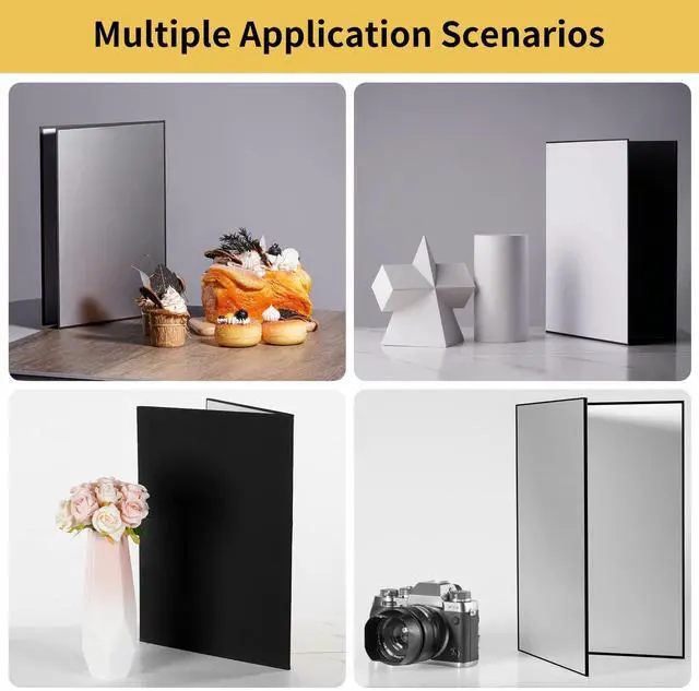 Alt view image 4 of 7 - 2PCS 3 in 1 12"x8" Photography Light Reflector Cardboard, A4 Paper Folding Light Diffuser Board for Studio, Still Life, Product Shooting - Black, Silver, White