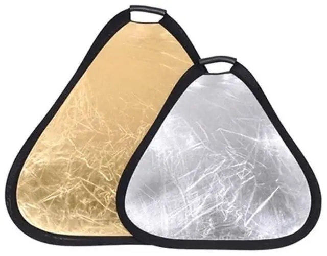 Main image of 2-in-1 Triangle Photography Reflector 30cm (11.8in) | Silver/Gold Reflective Surfaces | Single-Hand Grip | Portable Durable Light Reflector with Carrying Case (30cm (11.8in))