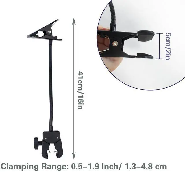Alt view image 4 of 6 - Photography Reflector Holder, 11 Inch Bendable Metal Reflector Photography Stand Clamp for Backdrop, Diffuser, Lighting, Clamping Range 0.5''-1.9''