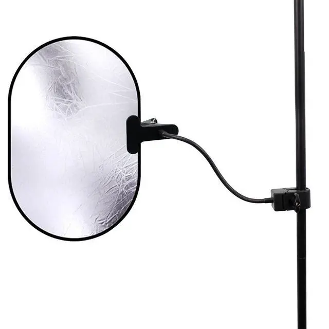 Alt view image 3 of 6 - Photography Reflector Holder, 11 Inch Bendable Metal Reflector Photography Stand Clamp for Backdrop, Diffuser, Lighting, Clamping Range 0.5''-1.9''