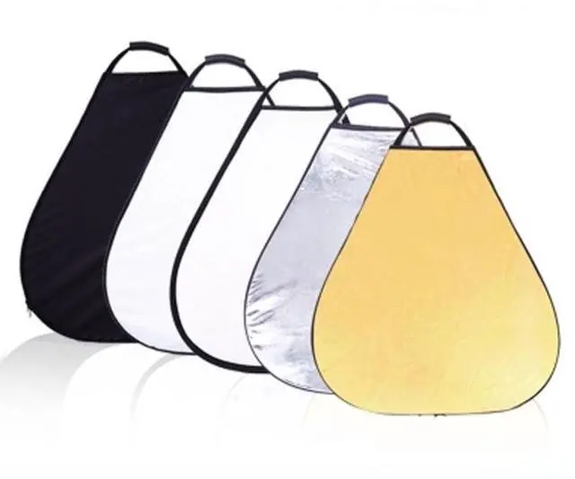 Main image of 5-in-1 Triangle Photography Reflector 12" | Gold Silver White Transparent Black | Single-Hand Grip | Portable Durable Light Reflector with Carrying Case (30cm)