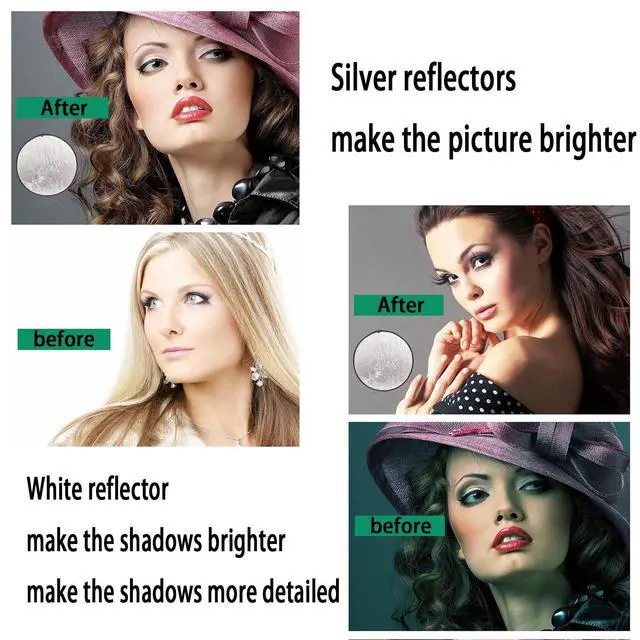 Alt view image 3 of 6 - 2 in 1 Light Reflectors Board Folding Portable Photographic Equipment Photography Shooting Filler Board 12" (30cm) Indoor and Outdoor Fill Light Reflection