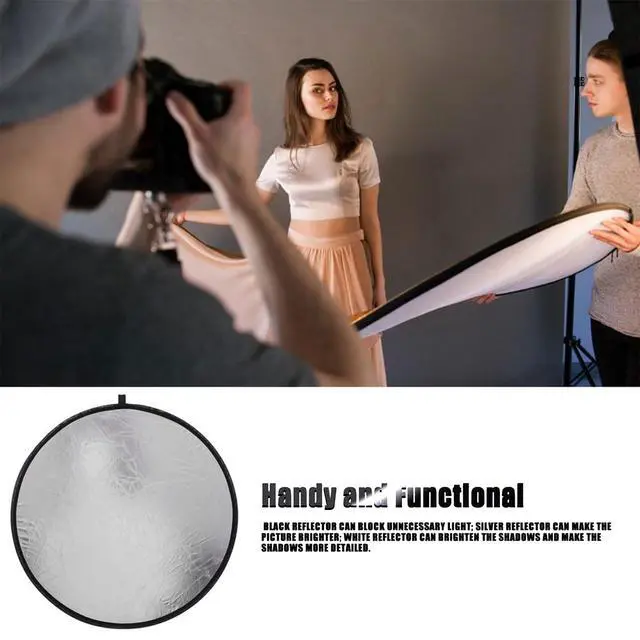 Alt view image 2 of 6 - 2 in 1 Light Reflectors Board Folding Portable Photographic Equipment Photography Shooting Filler Board 12" (30cm) Indoor and Outdoor Fill Light Reflection