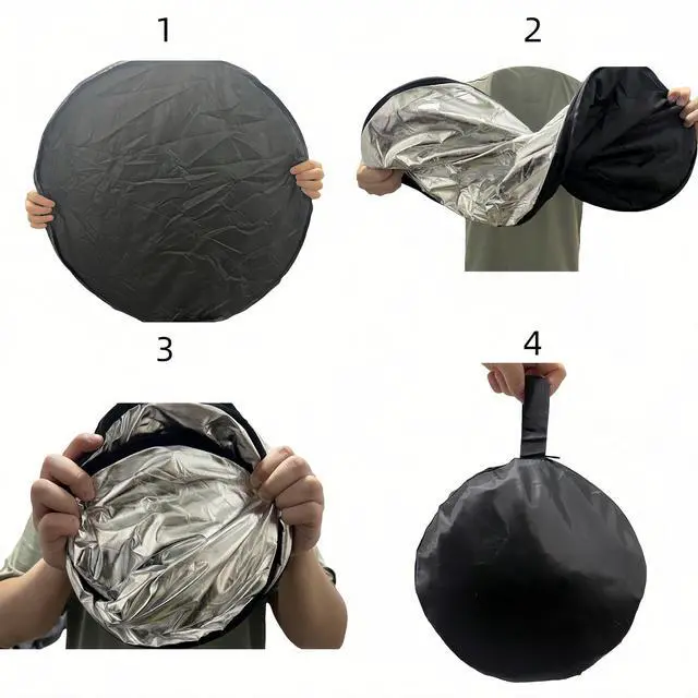 Alt view image 4 of 4 - 5-in-1 Photography Reflector 24"(60cm), Multi-Disc Collapsible Light Reflector with Bag - Super Portable for Studio/Macro Photography - Translucent, Silver, Gold, White and Black