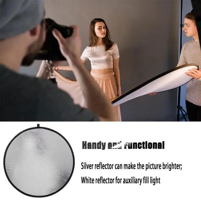 Alt view image 4 of 6 - 2 in 1 Light Reflectors Board Folding Portable Photographic Equipment Photography Shooting Filler Board 12" (30cm) Indoor and Outdoor Fill Light Reflection