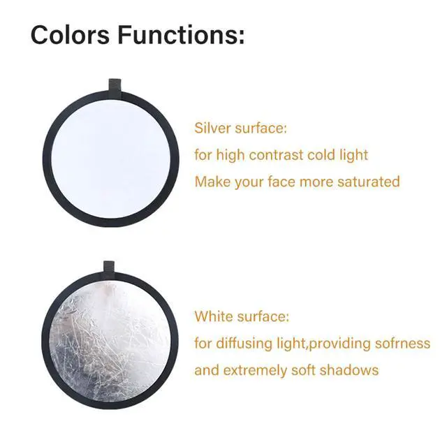 Alt view image 6 of 6 - 2 in 1 Light Reflectors Board Folding Portable Photographic Equipment Photography Shooting Filler Board 12" (30cm) Indoor and Outdoor Fill Light Reflection