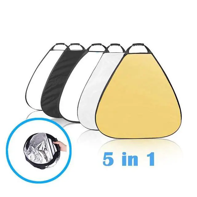 Alt view image 7 of 7 - 5-in-1 Triangle Photography Reflector 12" | Gold Silver White Transparent Black | Single-Hand Grip | Portable Durable Light Reflector with Carrying Case (30cm)