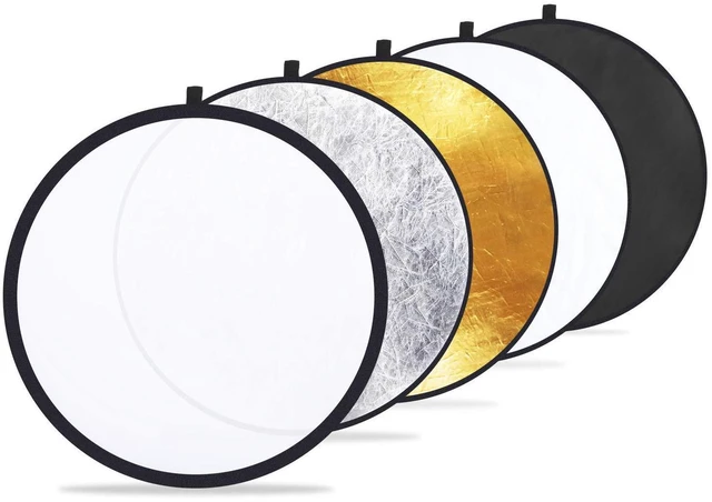 Main image of 24" (60cm) 5-in-1 Photography Reflector, Multi-Disc Light Reflectors for Photography, Collapsible with Bag - Translucent, Silver, Gold, White and Black