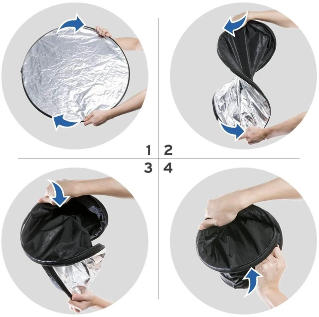 Alt view image 4 of 7 - 24" (60cm) 5-in-1 Photography Reflector, Multi-Disc Light Reflectors for Photography, Collapsible with Bag - Translucent, Silver, Gold, White and Black