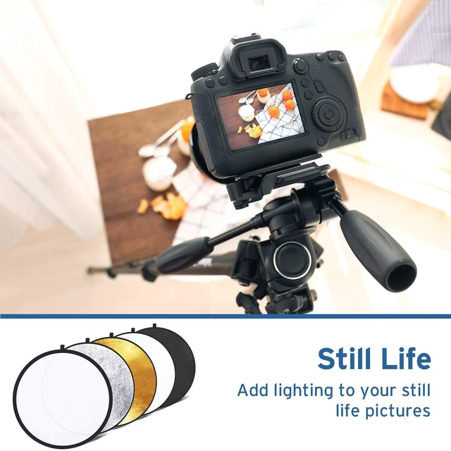 Alt view image 6 of 7 - 24" (60cm) 5-in-1 Photography Reflector, Multi-Disc Light Reflectors for Photography, Collapsible with Bag - Translucent, Silver, Gold, White and Black