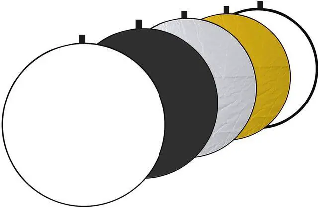 Main image of 24'' (60cm) 5 in 1 Photo Collapsible Photography Reflector with Bag - Portable Camera Panel for Studio Video,Outdoor Lighting, Indoor Shooting, Portraint -Translucent, White, Silver, Gold, Black