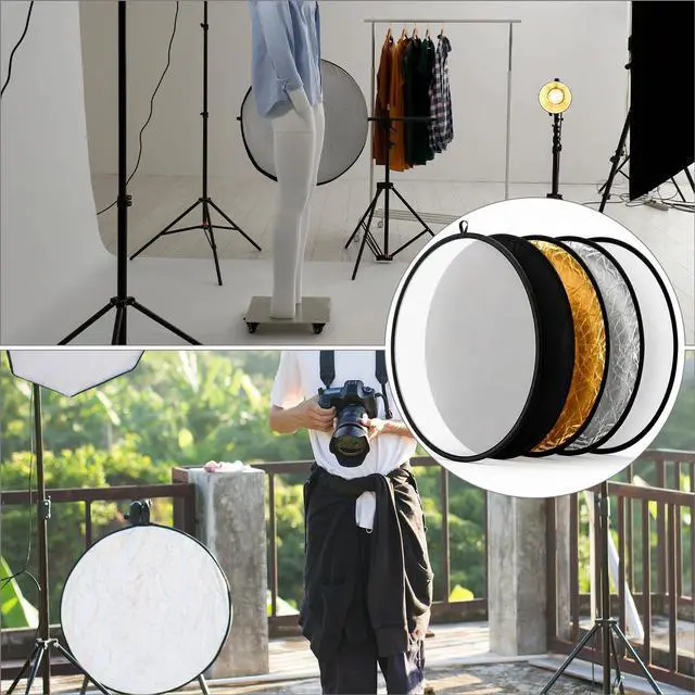 Alt view image 6 of 7 - 22 Inch (60 cm) 5-in-1 Collapsible Light Reflector & Diffuser - Translucent, Silver, Gold, White, Black, Multi Disc Photography Reflector for Studio Outdoor Photography