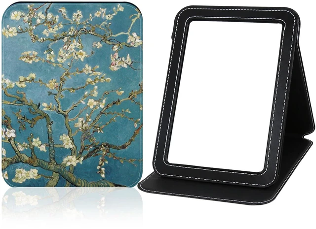 Main image of Portable Mirror, Folding Travel Makeup Mirror Adjustable Stand for Desk Compact Personal Hand Mirror for Makeup, Almond Blossom Van Gogh Art Artistic Gifts for Mum Girl Teenager