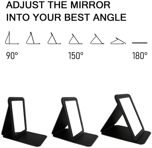 Alt view image 6 of 7 - Portable Mirror, Folding Travel Makeup Mirror Adjustable Stand for Desk Compact Personal Hand Mirror for Makeup, Almond Blossom Van Gogh Art Artistic Gifts for Mum Girl Teenager