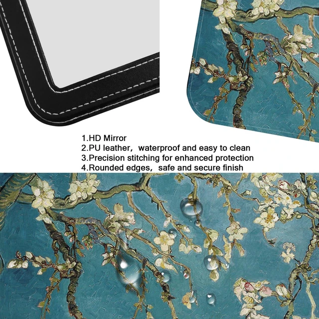 Alt view image 4 of 7 - Portable Mirror, Folding Travel Makeup Mirror Adjustable Stand for Desk Compact Personal Hand Mirror for Makeup, Almond Blossom Van Gogh Art Artistic Gifts for Mum Girl Teenager