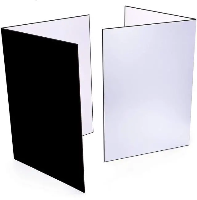 Main image of (2 Pcs) Light Reflector 3 in 1 Photography Reflector Cardboard, A4 (12x8 Inch) Size Folding Light Diffuser Board for Still Life, Product and Food Photo Shooting - Black, Silver and White, 2 Pack