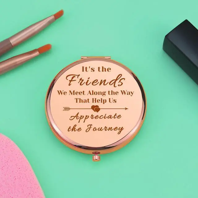 Alt view image 5 of 7 - Friends Gifts for Girls Rose Gold Compact Mirror for Best Friends Sister Bestie Friendship Gifts for Women Graduation Present for Her Folding Makeup Mirror Christmas Birthday Present