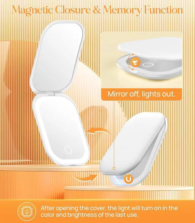 Alt view image 6 of 7 - Lighted Travel Makeup Mirror with Light and Magnification 3X, White