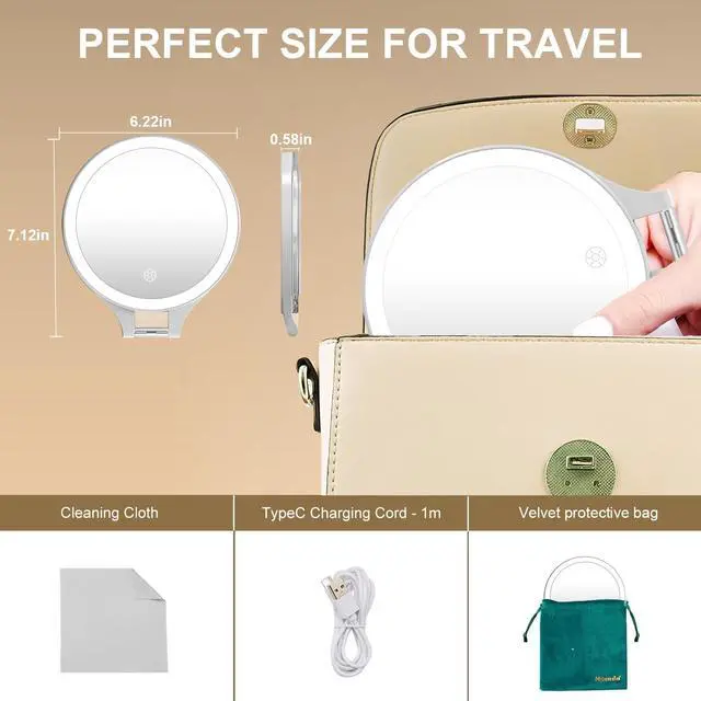 Alt view image 6 of 7 - 1X/20X Magnifying Mirror with Light, Travel Makeup Mirror with Light