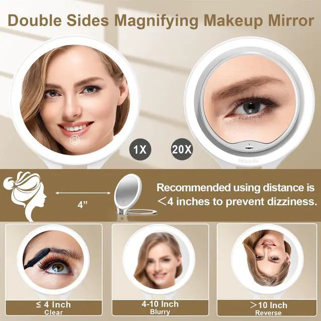 Alt view image 3 of 7 - 1X/20X Magnifying Mirror with Light, Travel Makeup Mirror with Light