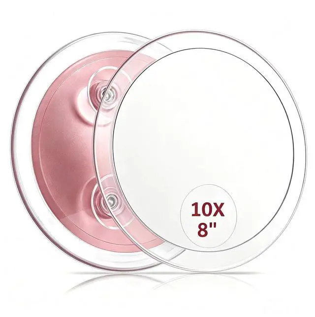 Main image of Large 8 Inch Round Magnifying Mirror with 3 Suction Cups for Easy Mounting (10X Magnification) - Perfect for Detailed Grooming and Travel