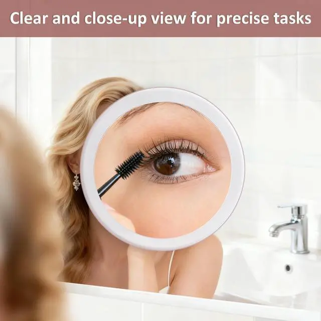 Alt view image 3 of 7 - Large 8 Inch Round Magnifying Mirror with 3 Suction Cups for Easy Mounting (10X Magnification) - Perfect for Detailed Grooming and Travel