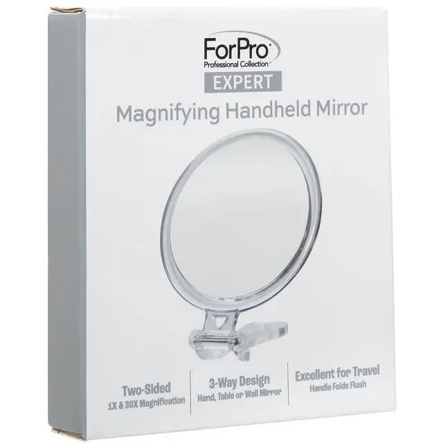 Alt view image 7 of 7 - Expert 30X Magnifying Handheld Mirror, Double-Sided Hand Mirror with Folding Adjustable Handle for Makeup, Travel, Clear