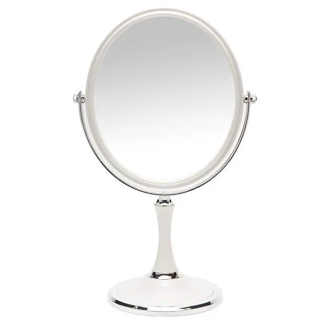 Main image of Vintage Table Mirror with Stand 8-inch Double Sided Swivel 1X/3X Magnification Desk Mirror with Silver Style 13 Inch Height Standing Tabletop Makeup Vanity Mirror(Oval)