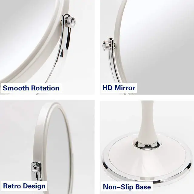 Alt view image 4 of 7 - Vintage Table Mirror with Stand 8-inch Double Sided Swivel 1X/3X Magnification Desk Mirror with Silver Style 13 Inch Height Standing Tabletop Makeup Vanity Mirror(Oval)