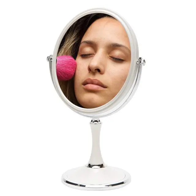Alt view image 7 of 7 - Vintage Table Mirror with Stand 8-inch Double Sided Swivel 1X/3X Magnification Desk Mirror with Silver Style 13 Inch Height Standing Tabletop Makeup Vanity Mirror(Oval)