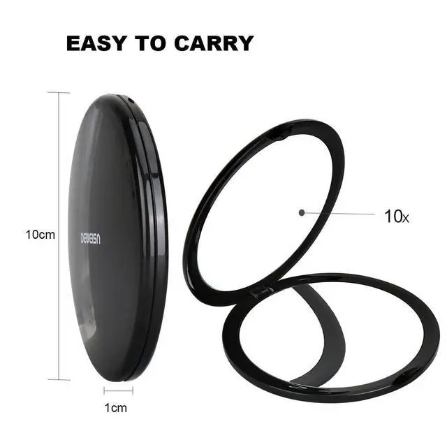 Alt view image 3 of 7 - Magnifying Compact Cosmetic Mirror Elegant Pocket Handheld Makeup Mirror with Powerful 10x Magnification and 1x True View Mirror for Travel or Your Purse