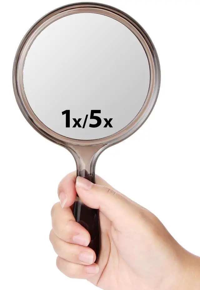 Main image of 8.3" L x 4.5" W Hand Mirror with 5X Magnification for Makeup, Black