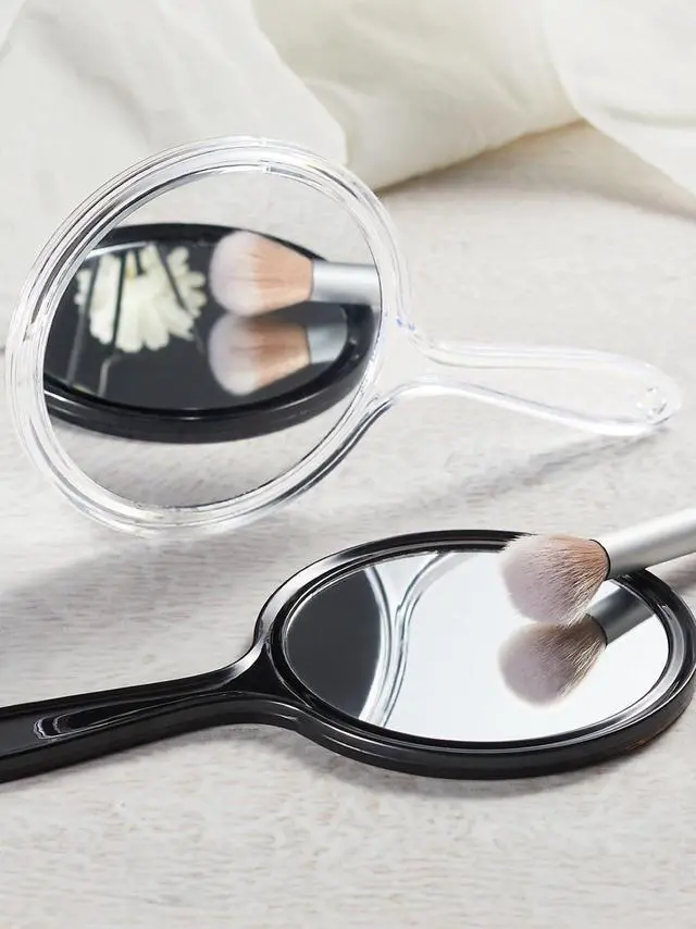 Alt view image 6 of 6 - 8.3" L x 4.5" W Hand Mirror with 5X Magnification for Makeup, Black