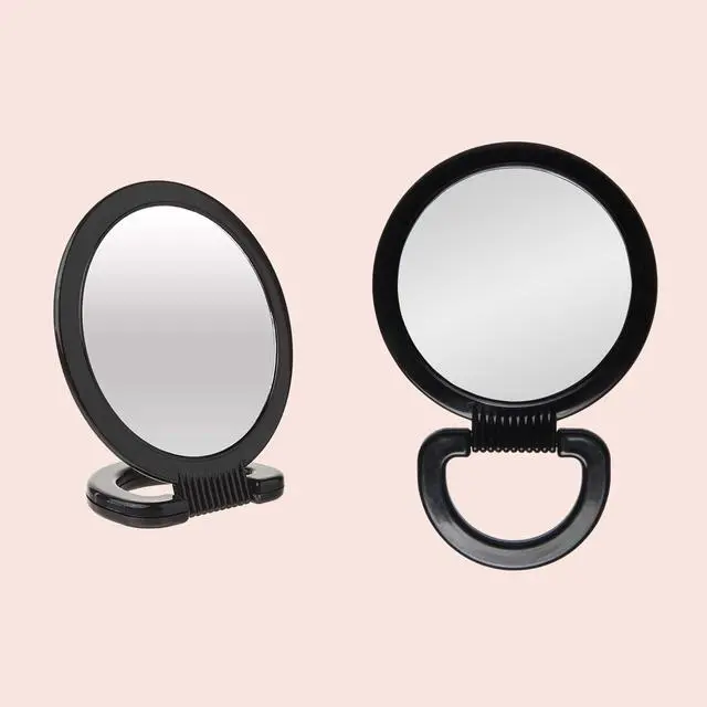Alt view image 6 of 7 - Hand Mirror Double-Sided 1X and 3X Magnification, Lightweight Portable Handheld Mirror with Handle, Ideal for Makeup, Shaving, & Everyday Beauty, Compact Size for Travel & Gym 6" Diameter