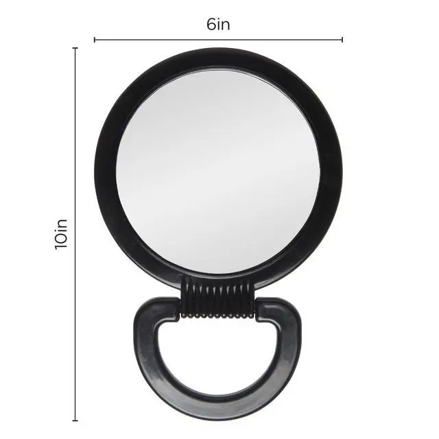 Alt view image 5 of 7 - Hand Mirror Double-Sided 1X and 3X Magnification, Lightweight Portable Handheld Mirror with Handle, Ideal for Makeup, Shaving, & Everyday Beauty, Compact Size for Travel & Gym 6" Diameter