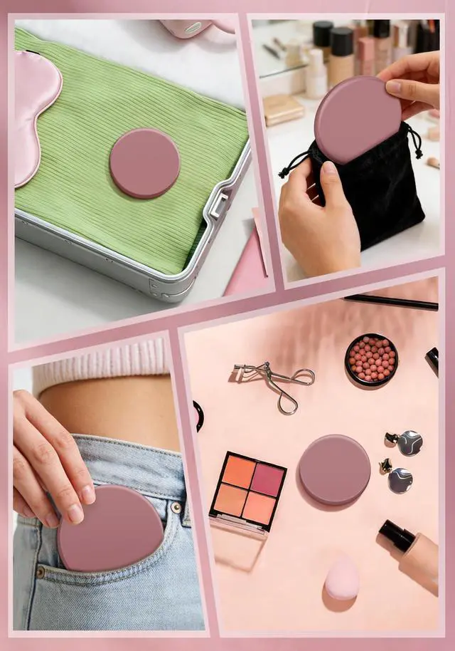 Alt view image 6 of 7 - Compact Mirror with Light, Rechargeable 40X Magnifying Mirror with 3 Lighting Modes & Dimmable Brightness, Portable Travel Makeup Mirror; Essentials for Travel, Pocket, Purse Gifts Rose
