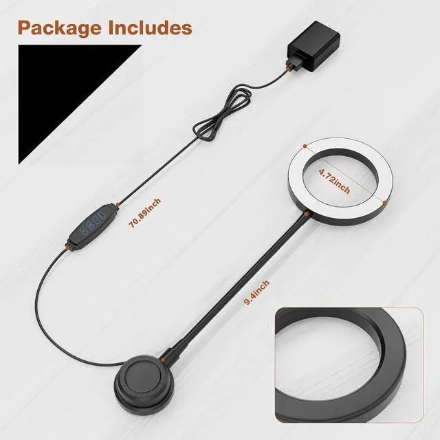 Alt view image 3 of 7 - Suction Cup LED Vantiy Lights for Mirror, Flexible Gooseneck Stick on Selfie Ring Light for Makeup Vanity Table & Bathroom Mirror, 3 Color Modes & 10 Brightness, Plug in, Black