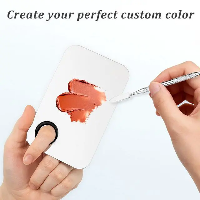 Alt view image 3 of 7 - Stainless Steel Makeup Mixing Palette with Spatula Upgraded Metal Tray for Foundation, Eyeshadow, Lipstick & Nail Art, Durable & Easy to Clean