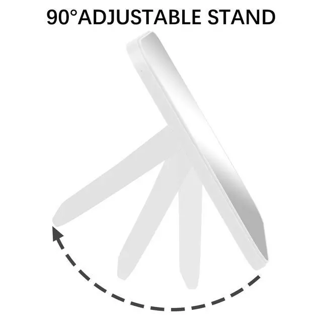 Alt view image 3 of 6 - 8 Inch Desktop Makeup Mirror, Foldable Portable Princess Mirror with Stand,Table Desk Standing Cosmetic Mirror Wall Hanging Dual-Purpose Square Mirror White