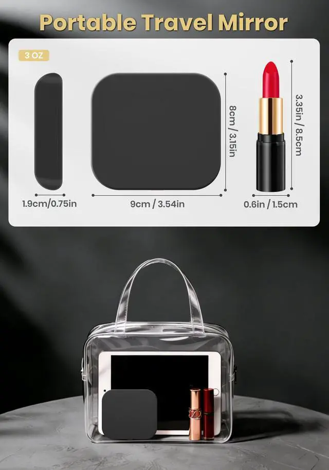 Alt view image 7 of 7 - Magnifying Mirror with Light, Rechargeable 40X Compact Mirror with 3 Lighting Modes & Dimmable Brightness, Portable Travel Makeup Mirror with Light, Essentials for Travel, Pocket Purse Black
