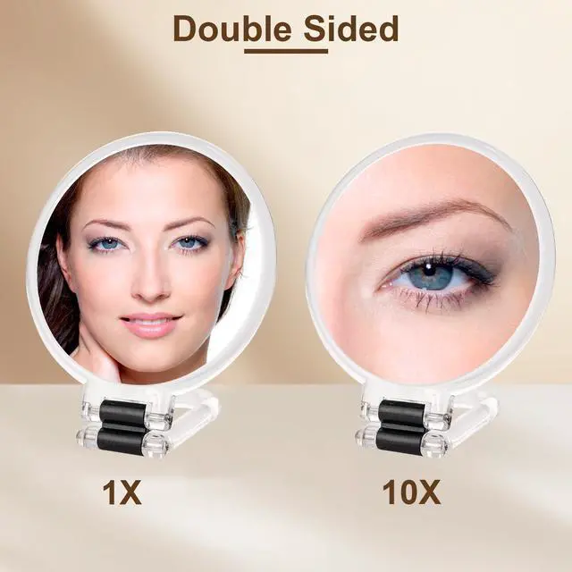 Alt view image 2 of 6 - 10X Magnifying Mirror, Double Side Handheld Mirror, Travel Makeup Mirror
