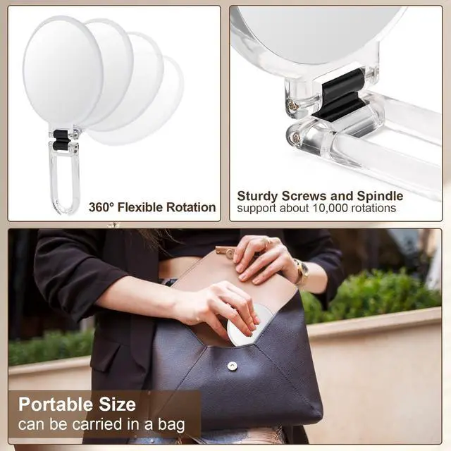 Alt view image 4 of 6 - 10X Magnifying Mirror, Double Side Handheld Mirror, Travel Makeup Mirror