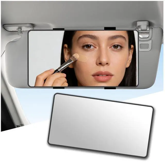 Main image of HD Large Car Mirror Vanity with Straps,Multifunctional CCar Makeup Mirror for Cars Sun Visor,Essential Interior Car Accessories CCar Visor Mirrors for Cars,SUVs,Trucks (Black)