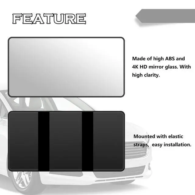 Alt view image 3 of 6 - HD Large Car Mirror Vanity with Straps,Multifunctional CCar Makeup Mirror for Cars Sun Visor,Essential Interior Car Accessories CCar Visor Mirrors for Cars,SUVs,Trucks (Black)