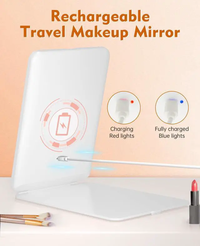 Alt view image 4 of 6 - Rechargeable Travel Makeup Mirror with Lights 10X Magnifying
