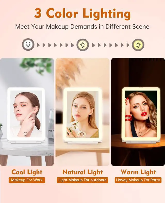 Alt view image 5 of 6 - Rechargeable Travel Makeup Mirror with Lights 10X Magnifying