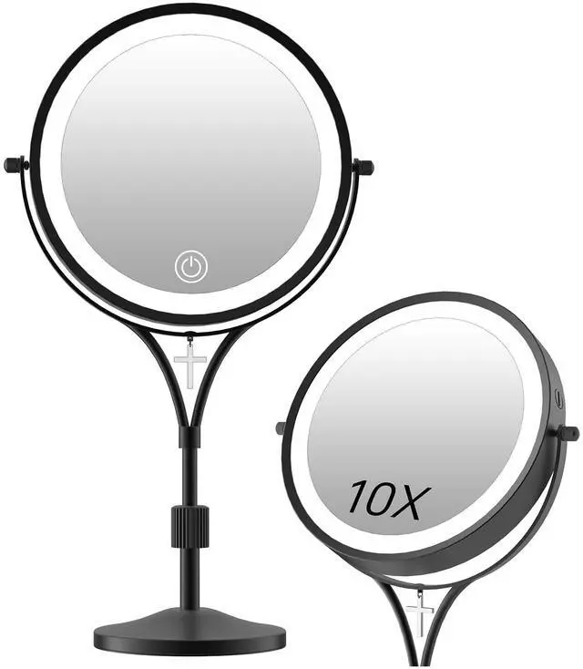 Main image of 7" Lighted Makeup Mirror with Lights and 1X/10X Magnification,Black