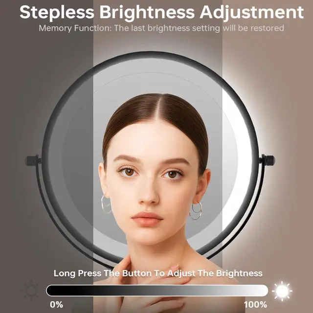 Alt view image 6 of 6 - 7" Lighted Makeup Mirror with Lights and 1X/10X Magnification,Black