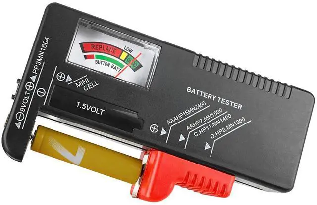 Main image of Battery Tester Checker, Universal Small Battery Tester for AAA AA C D 9V 1.5V, Button Cell Batteries Checker - Small Volt Checker for All Batteries - 1 Pack