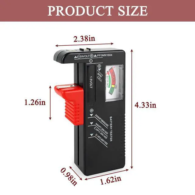 Alt view image 2 of 5 - Battery Tester Checker, Universal Small Battery Tester for AAA AA C D 9V 1.5V, Button Cell Batteries Checker - Small Volt Checker for All Batteries - 1 Pack